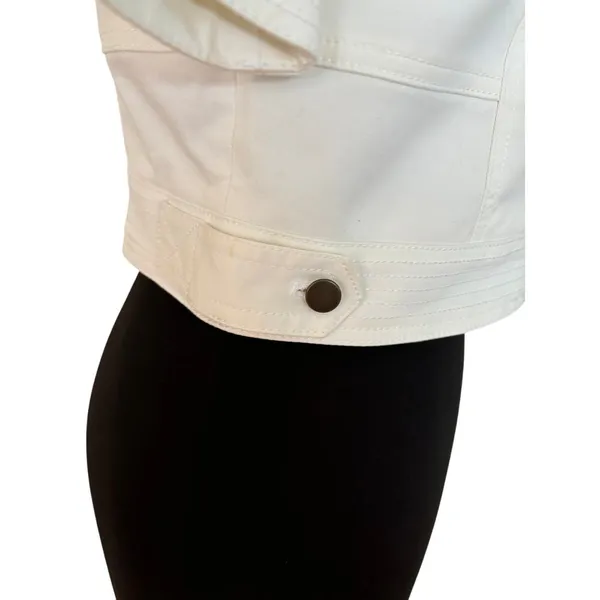 Cache White Cotton Blend Front Button Short Jacket Top Lined Side Tab NWT $118 - Image 3