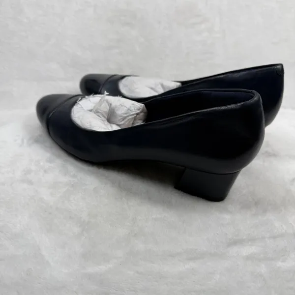 Easy Spirit Navy‎ Blue Leather Cap Toe Low Block Heel Pumps Women's Shoes 7 - Image 7