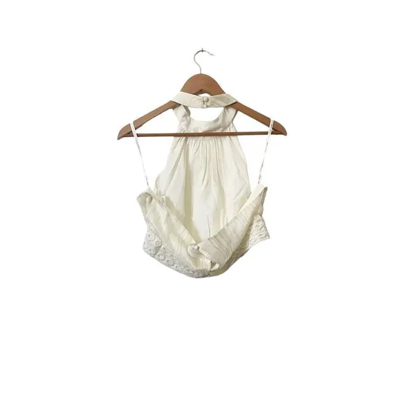 Lovers + Friends Cream Pleated Halter Cutout‎ Top XL - Image 2