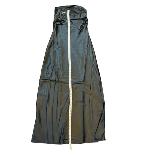 Lulus Exquisite Shine Black Satin Rhinestone Strapless Maxi Dress Gown Med NWT - Image 4