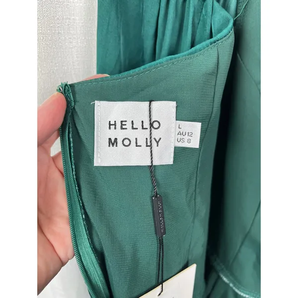 Hello Molly Forest Green Sunrise Memories Ruffle Mini Dress Romper Sz.L/US 8 NWT - Image 8