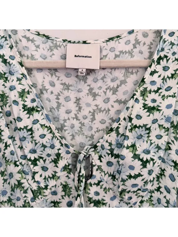 Reformation Miri Floral Tie Front V-Neck Top - Image 6