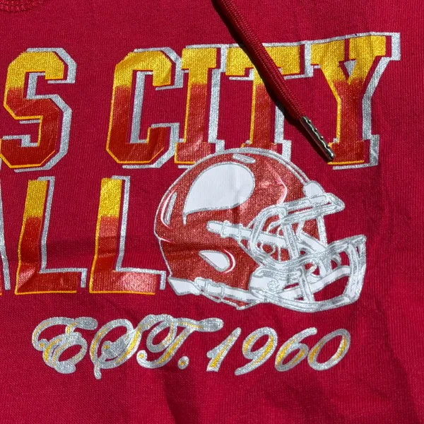 NWT Kansas City Chiefs Simapak Colorblock‎ Hoodie Red Gold Vintage Style Large - Image 3