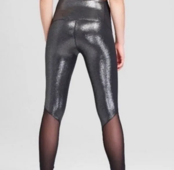 JoyLab Shiny Metallic Gunmetal Leggings - Image 3