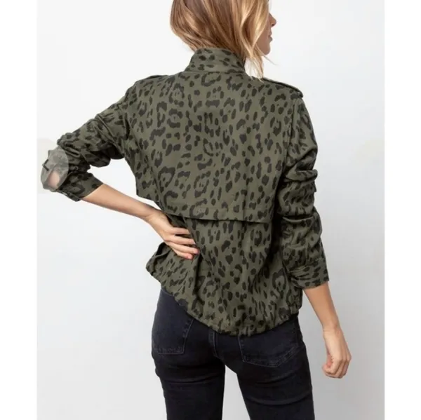 Rails Green Leopard Bomber Jacket - Image 4