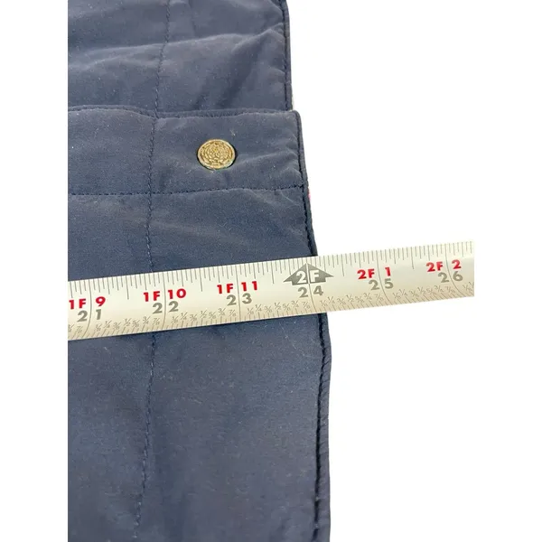 Denim & Company M Quilted Blue Floral Print Puffy Vest Pocketed Snap Button - Image 9