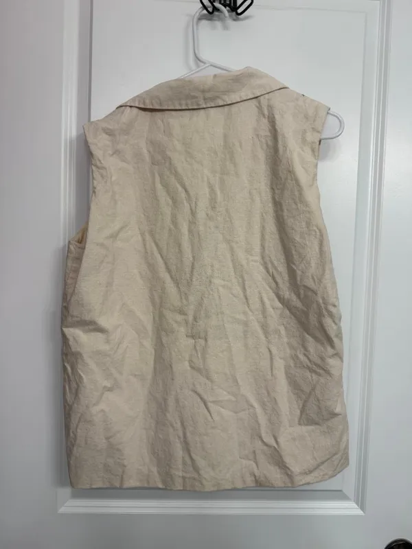 Petal & Pup Trula Oatmeal Linen Blend Sleeveless Blazer Vest M - Image 7