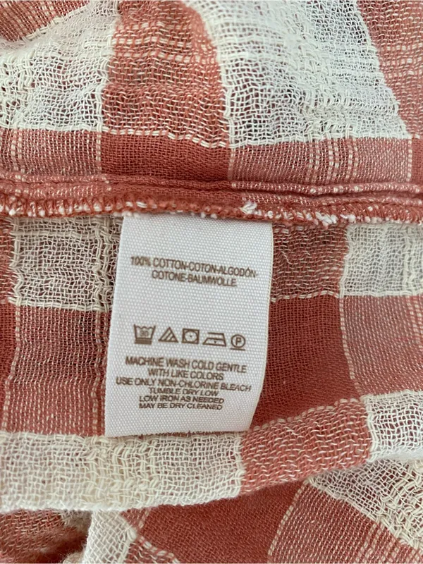 Free People NWTs Honey Grove Plaid Boho Embroidered Blouse size small Rust Cream - Image 6