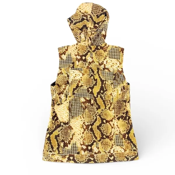 Reversible Hooded Vest Women's Snake Print‎ Brown Zip Pockets Outdoor Casual - Image 3