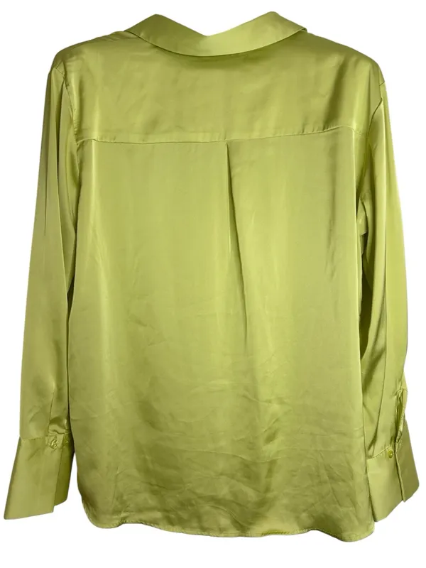 Maison d’Amélie Paris Lime Green Satin Button Down Blouse size L - Image 2