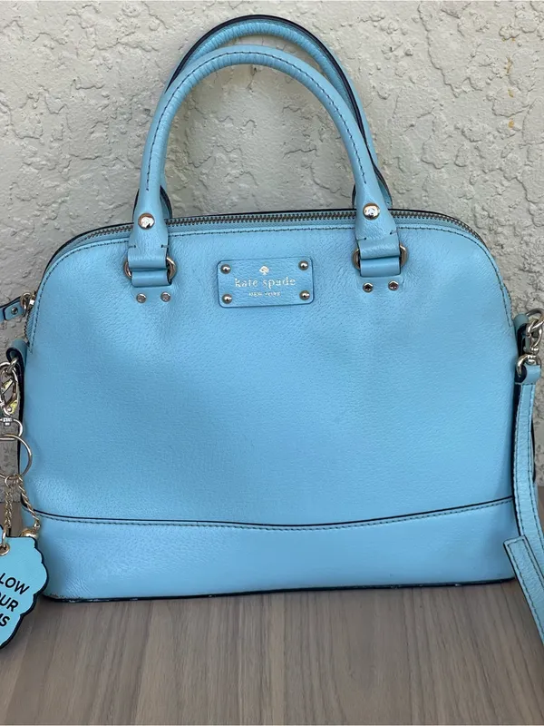 kate spade Baby Blue Leather Dome Satchel with Crossbody Strap - Image 2