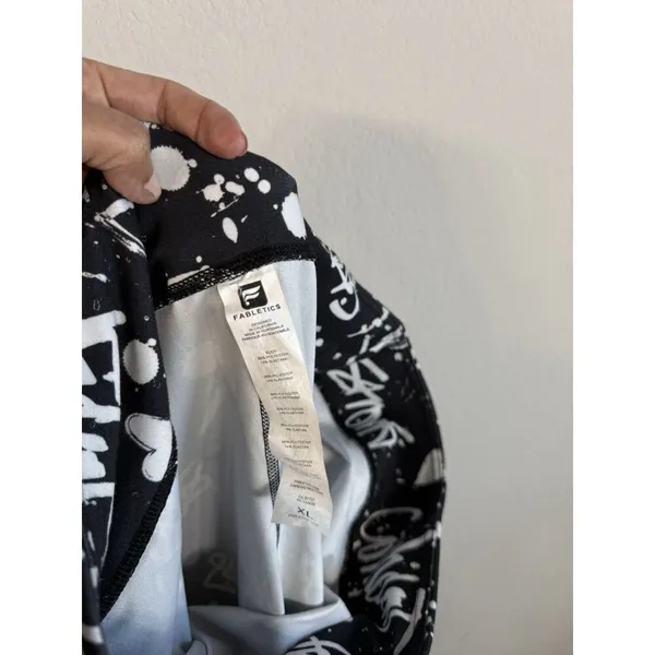 Fabletics X Demi Lovato Women’s XL Black/White Graffiti‎ Print Pull On Leggings - Image 3