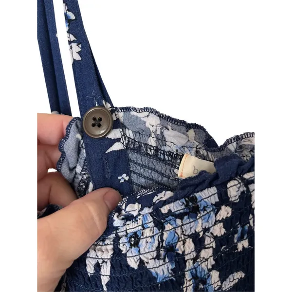 Band Of Gypsies Tiered Ruffle Mini Dress Blue Floral Large - Image 8