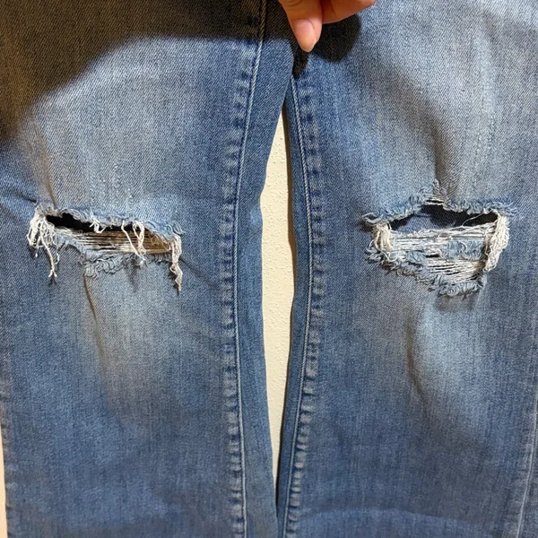 Pilcro Anthropologie The Icon High Waist Distressed Denim Flare Jeans Size 28 - Image 10