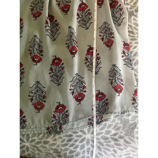 Loft Grey Floral Blouse XSP Long Sleeve Red Boho Chic Cottagecore Office Airy Flowy - Image 6