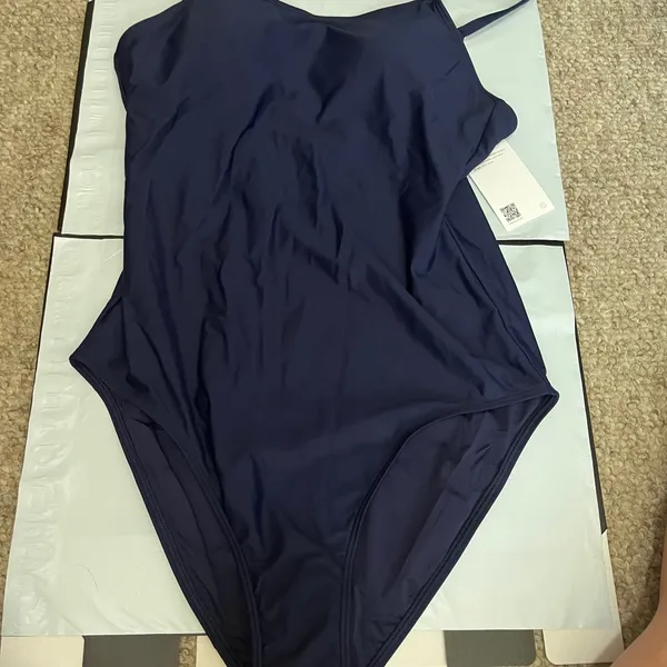 New Quince Italian Cami One Piece Womens Swimsuit Deep Navy Blue Size Large - Image 2
