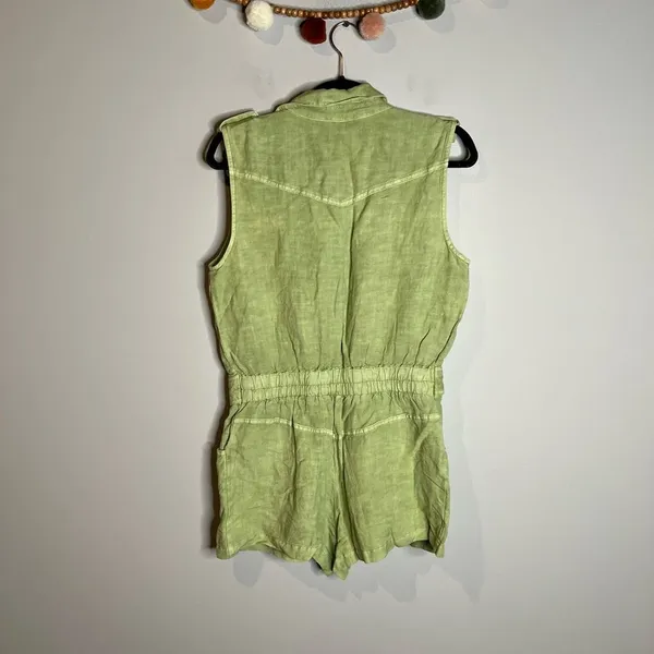NWT Young Fabulous & Broke Hudson green linen blend cargo romper - Image 8