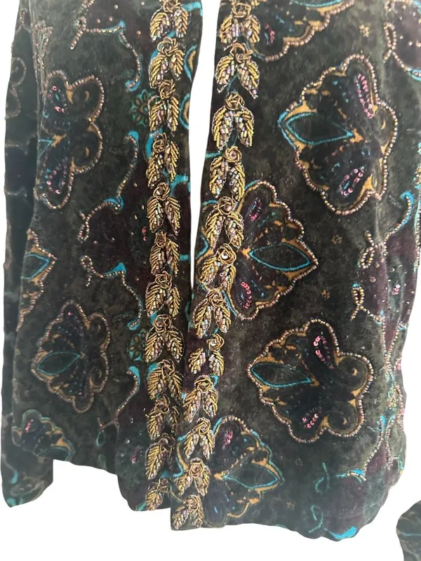 CHICOS Velvet Beaded Jacket Blazer Size Chicos 1 US M 8 - Image 3