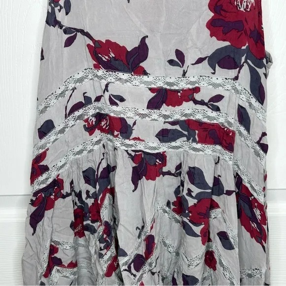 Free People Grey Floral Voile and Lace‎ Trapeze Slip Dress Size S - Image 6
