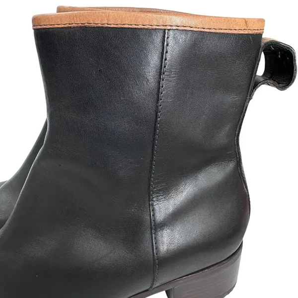 Timberland Bootie Sz‎ 9 M Flora Black Leather Stacked Heel Floral Laser Cutout - Image 5