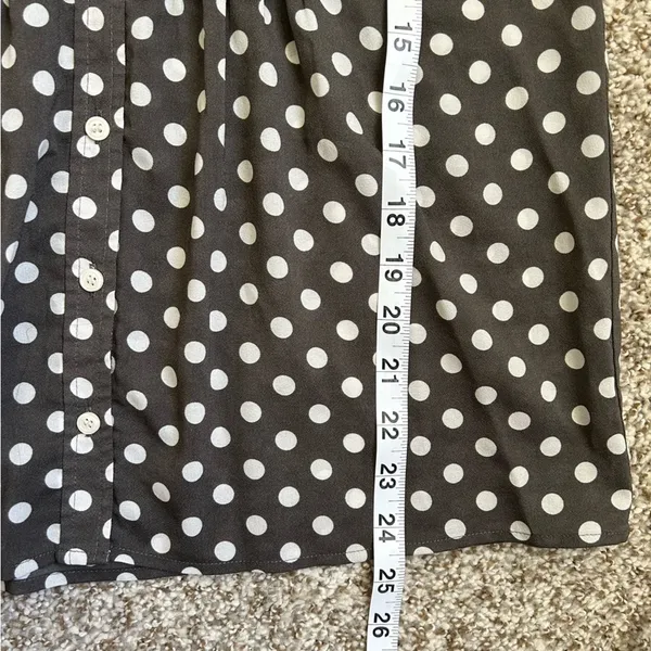 J. Crew Grey White Polka Dot Long Sleeve Blouse Preppy Office Small Medium - Image 6