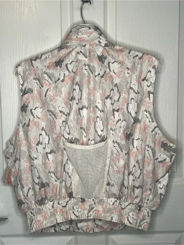 Free People Movement Off The Grid Sz L Utility Vest Ivory Floral Hooded NWT - Image 11