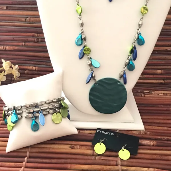 Chico’s 3 Piece Set Necklace Bracelet & Earrings - Image 2