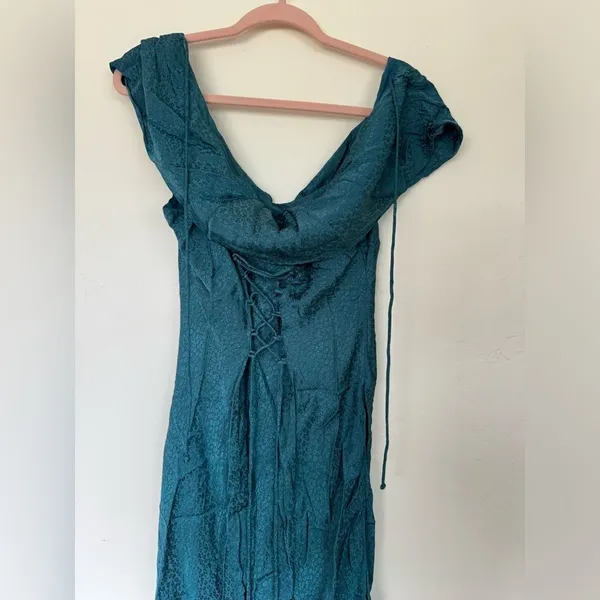 Anthropologie‎ Maeve Cowl Neck Slip Midi Dress Size M Satin - Image 6