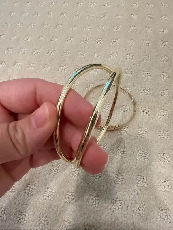 3 Pc Mixed Metal Bangle Bracelet Lot Silver Gold Hearts Boho - Image 3