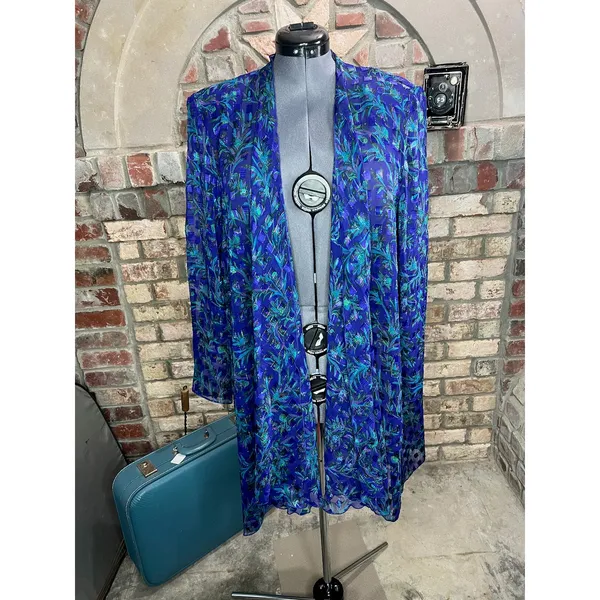 illusion dress tank tiered flutter front jacket purple blue green - Image 10