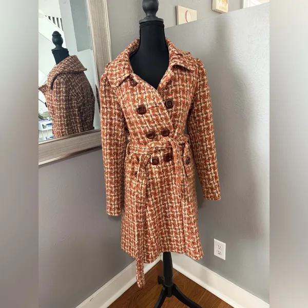 Available Houndstooth Academia Old Money Pea Coat Size Medium. - Image 2