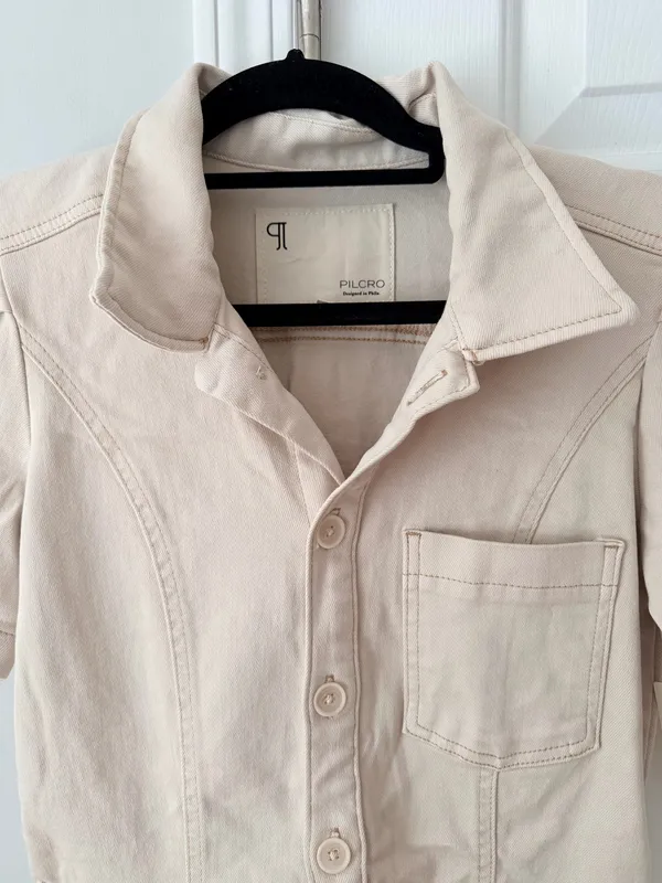 Anthropologie Pilcro The Kit Utility Romper in Beige , Size 6 - Image 8
