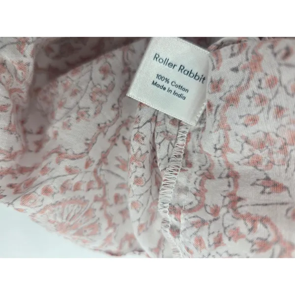 Roller Rabbit Button Down Shirt Womens XL Pink White Block Print‎ Cotton Boho - Image 4