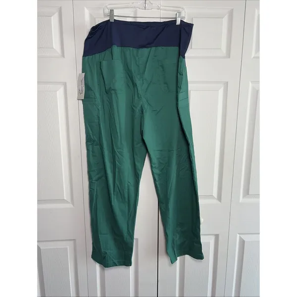 Butter-Soft Stretch Maternity Scrub Pants Womens Size 2X Green Navy Medical Work - Image 5