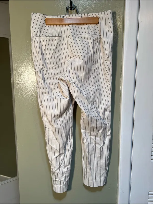 A New Day Women's Size 10 Zip Side Skinny Dress‎ Pant White Blue Gray Stripe - Image 5