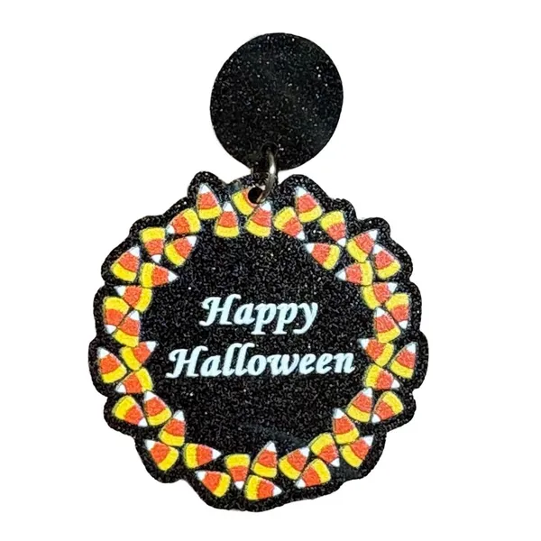 Fashion Happy Halloween Earrings Womens OS Black Candy Corn Glitter Dangle Drop‎ - Image 4