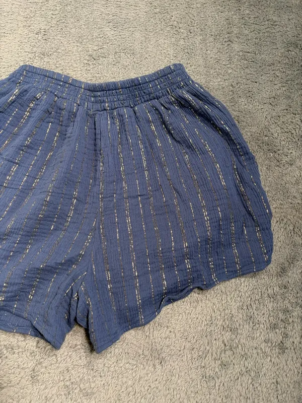 Aerie Women’s Blue Stripe Casual Elastic-Waist Shorts small - Image 11