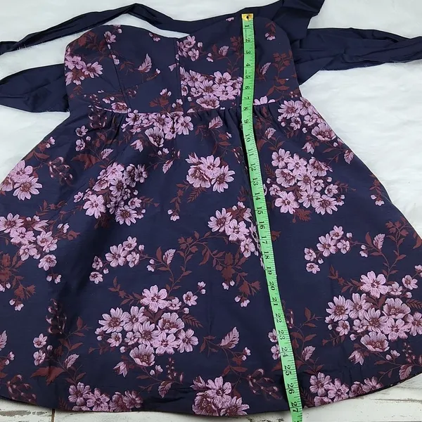 Free‎ People Matilda Tie Back Strapless Babydoll Mini Dress Size Large Blue - Image 10