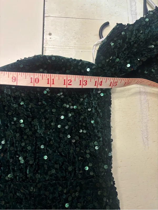 Lulus All Aglitter Emerald Green Sequin Off the Shoulder Mini Dress Size Medium - Image 4