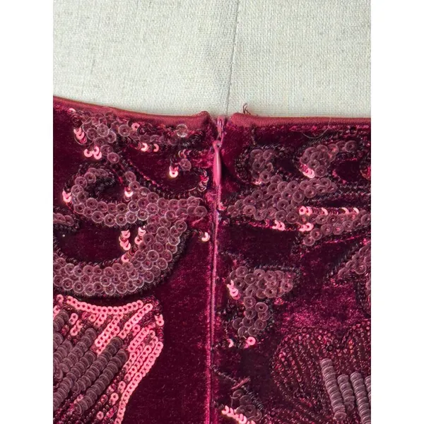 Lulus Dress Women Medium Burgundy Time of Love Sequin Halter‎ Skater Mini Prom - Image 10