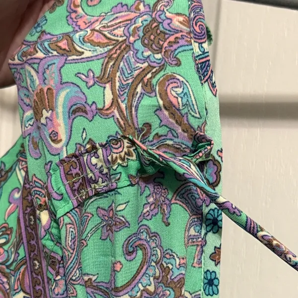 💖 Bella Boheme Green Paisley Enya Maxi Tiered Ruffle Dress Boho Goddess Coastal - Image 8