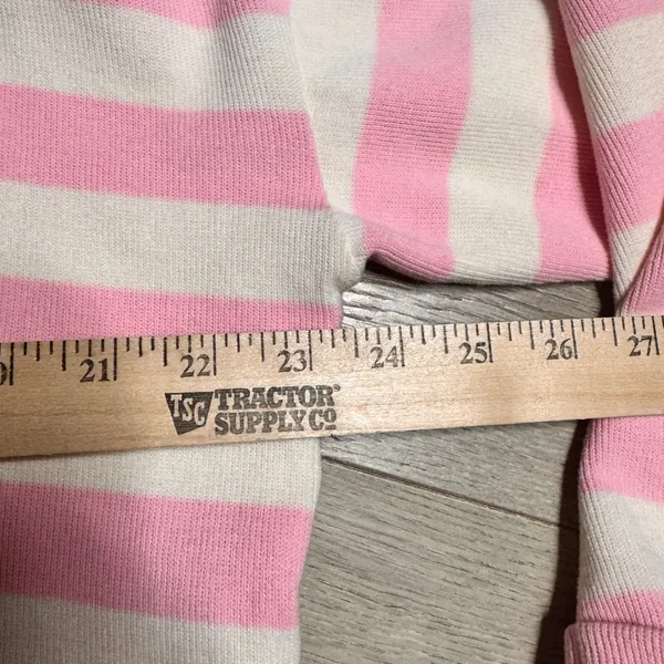 Blu Pepper Pink‎ Stripe Collared Crop Sweatshirt Pullover Womens Large L - Image 7