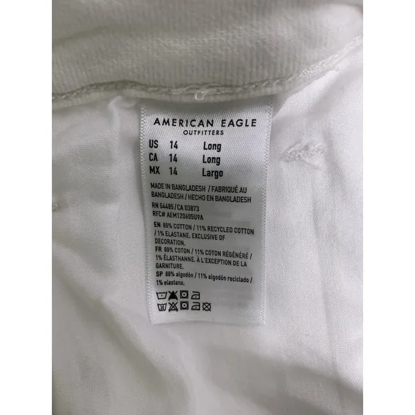 Womans Excellent Condition American Eagle Stretch Mom White Jeans 14 L - Image 5