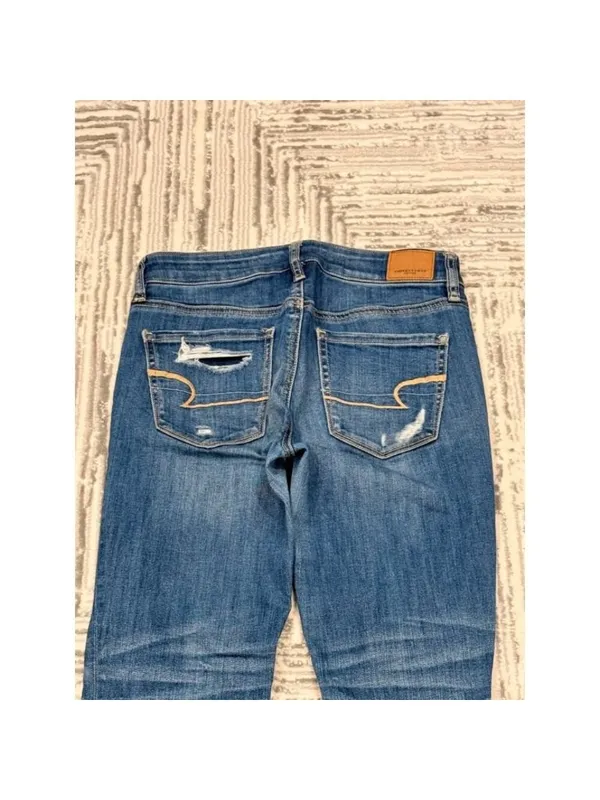 American Eagle Outfitters women's size 4 blue distressed Hi-Rise Jegging Jeans - Image 8