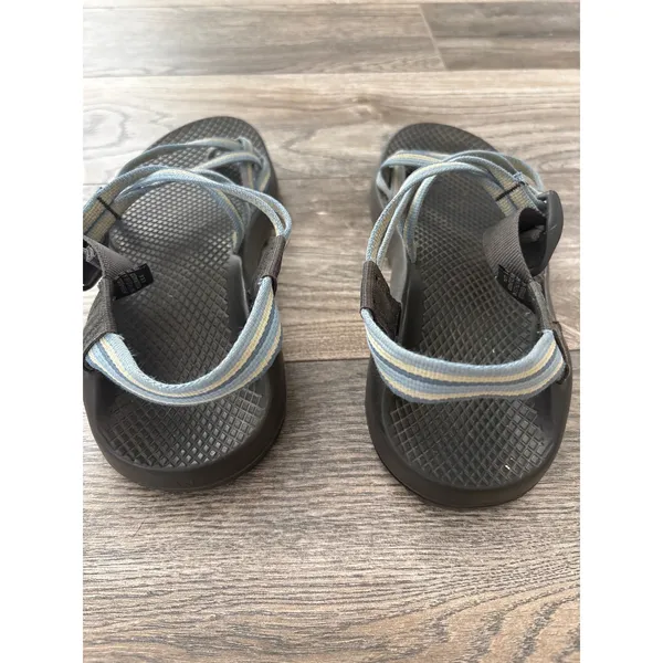 Chaco Z/Cloud 2 Sandals Womens Blue Tan Double Strap Toe Loop Vibram Sole - Image 4