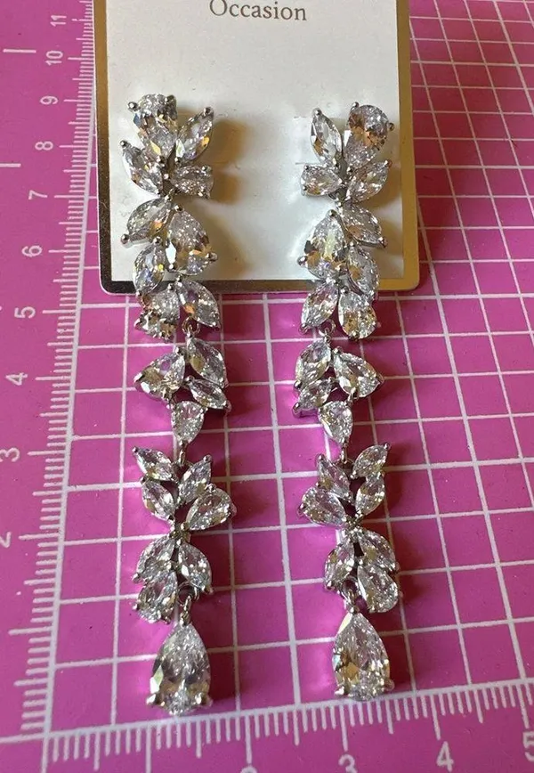 Aldo occasion earrings ZIRCONE CUBIQUE crystal tassel silver tone drops - Image 3