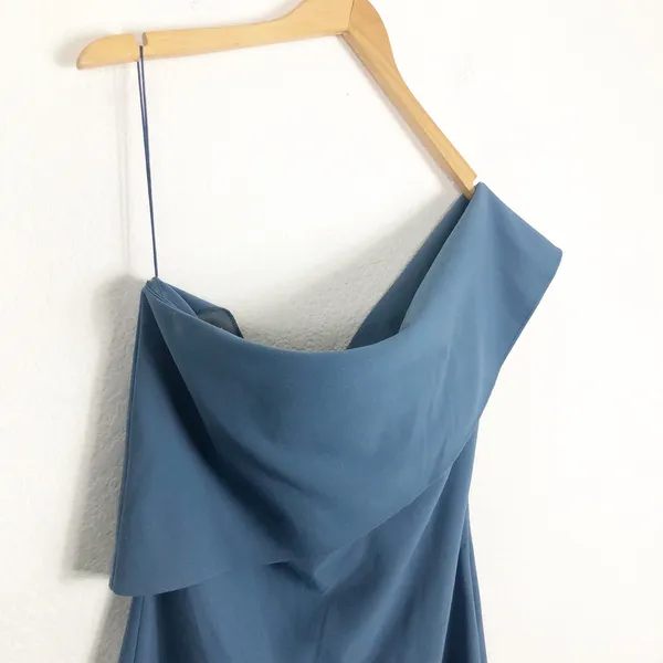 Likely Driggs Strapless Cocktail Dress Size 8 Knee Length One Shoulder Blue - Image 8