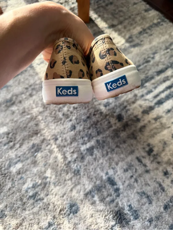 Keds Leopard Print Slip-On Sneakers in Tan, Black & Brown - Image 5