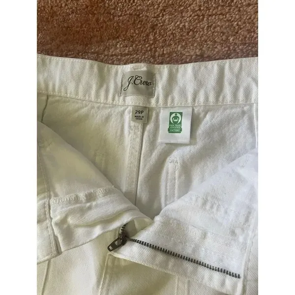 J Crew White High Rise Women’s Utility Pants 29P Cotton Cropped Fit - Image 3