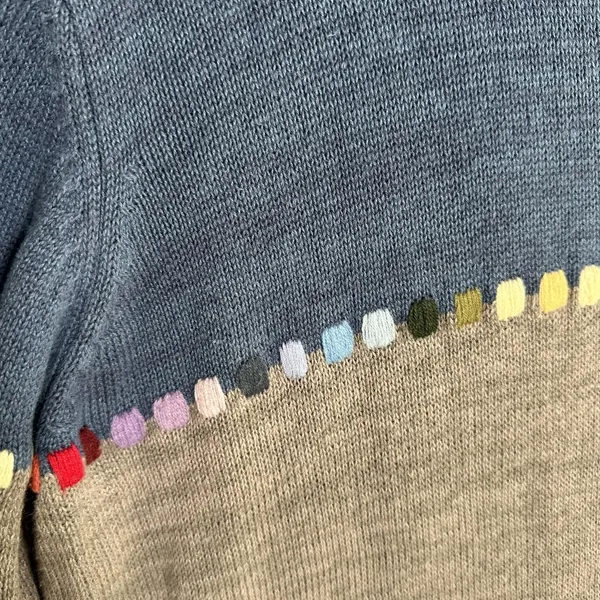Blair Womens Large Sweater Colorblock Cotton Blend Long‎ Sleeve Blue Gray Round - Image 7